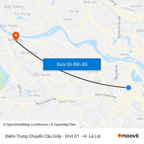 Điểm Trung Chuyển Cầu Giấy - Gtvt 01 to Lê Lợi map