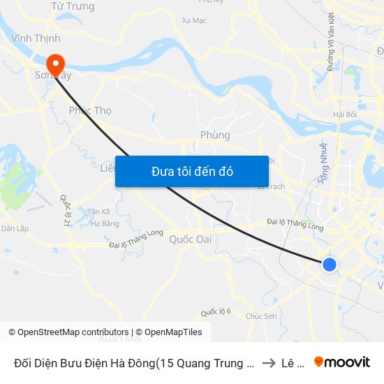 Đối Diện Bưu Điện Hà Đông(15 Quang Trung Hà Đông) to Lê Lợi map