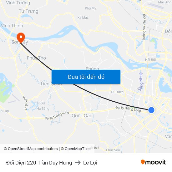 Đối Diện 220 Trần Duy Hưng to Lê Lợi map