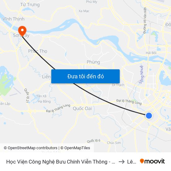 Học Viện Công Nghệ Bưu Chính Viễn Thông - Trần Phú (Hà Đông) to Lê Lợi map