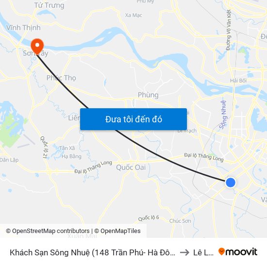 Khách Sạn Sông Nhuệ (148 Trần Phú- Hà Đông) to Lê Lợi map