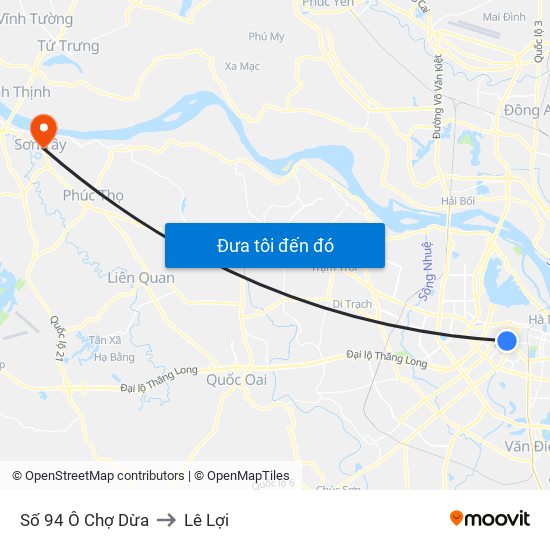 Số 94 Ô Chợ Dừa to Lê Lợi map