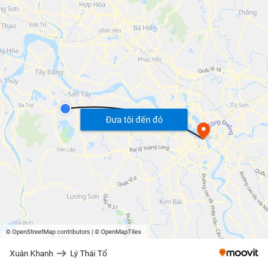 Xuân Khanh to Lý Thái Tổ map