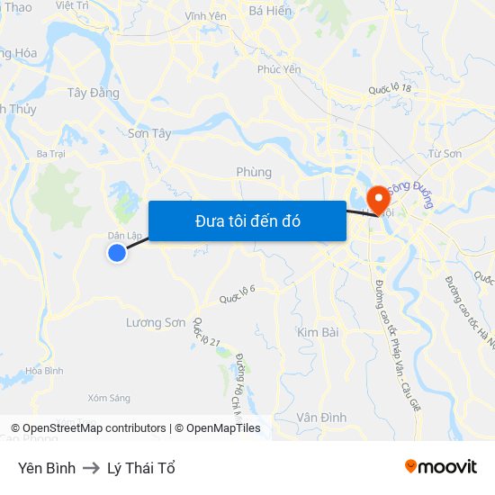 Yên Bình to Lý Thái Tổ map