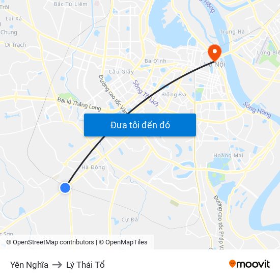 Yên Nghĩa to Lý Thái Tổ map