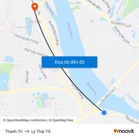 Thanh Trì to Lý Thái Tổ map