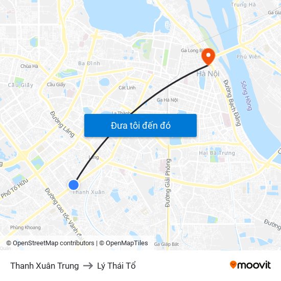 Thanh Xuân Trung to Lý Thái Tổ map
