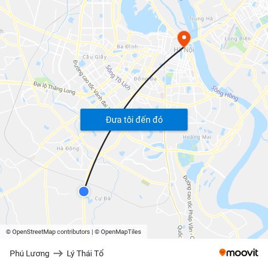 Phú Lương to Lý Thái Tổ map