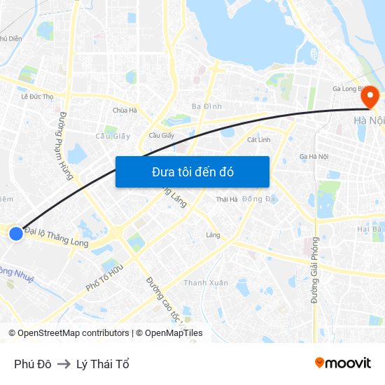 Phú Đô to Lý Thái Tổ map