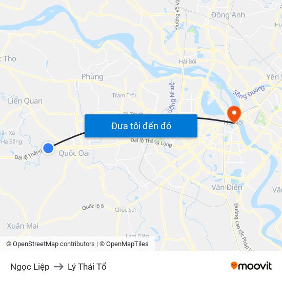 Ngọc Liệp to Lý Thái Tổ map