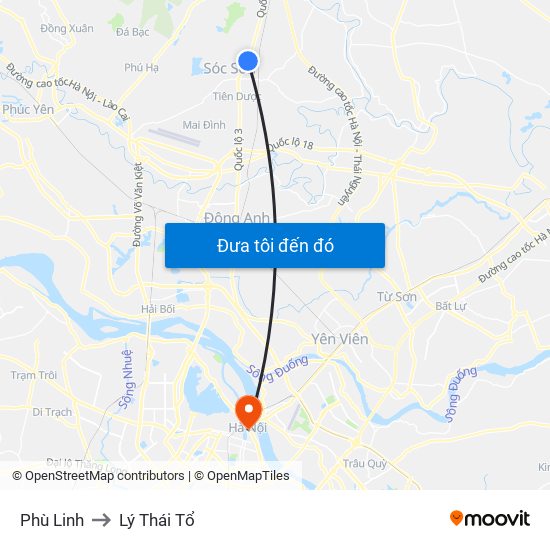 Phù Linh to Lý Thái Tổ map