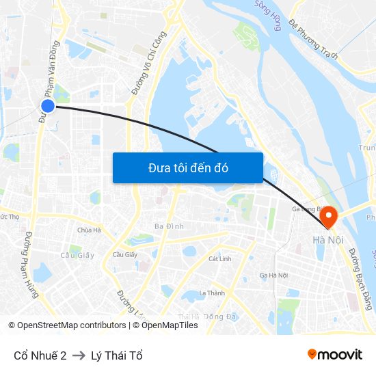 Cổ Nhuế 2 to Lý Thái Tổ map