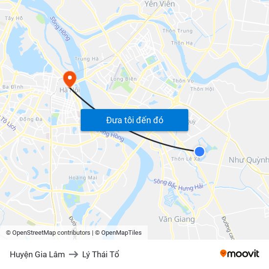 Huyện Gia Lâm to Lý Thái Tổ map