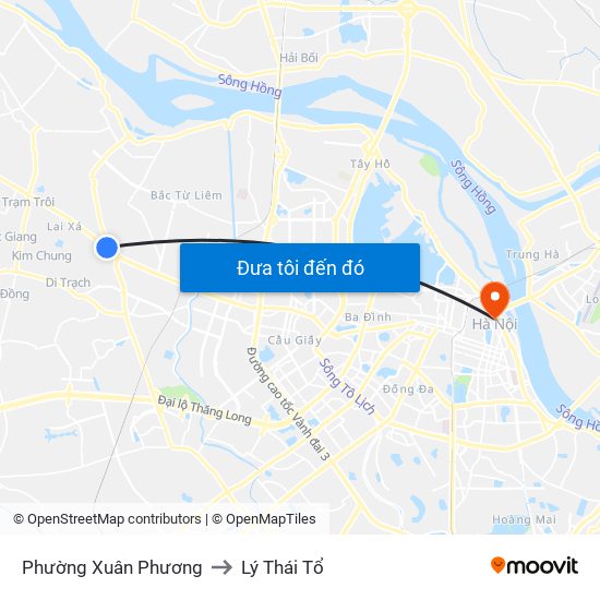 Phường Xuân Phương to Lý Thái Tổ map