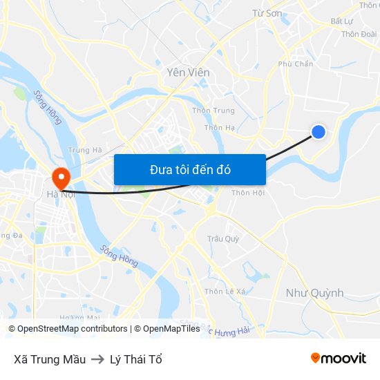 Xã Trung Mầu to Lý Thái Tổ map