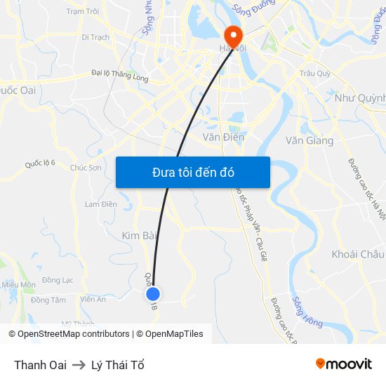 Thanh Oai to Lý Thái Tổ map
