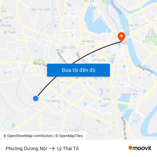 Phường Dương Nội to Lý Thái Tổ map