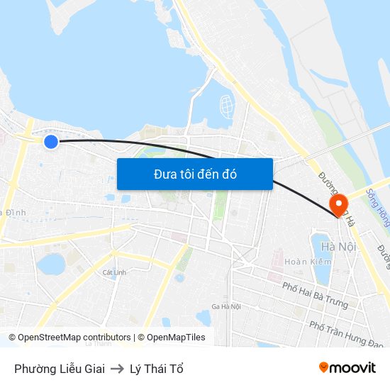 Phường Liễu Giai to Lý Thái Tổ map