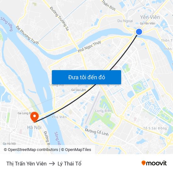 Thị Trấn Yên Viên to Lý Thái Tổ map