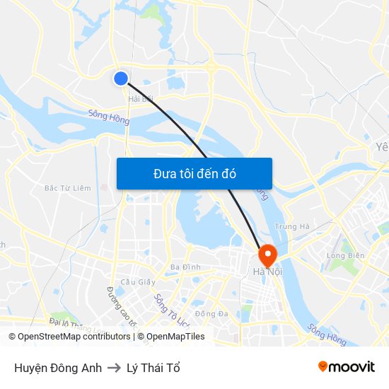 Huyện Đông Anh to Lý Thái Tổ map