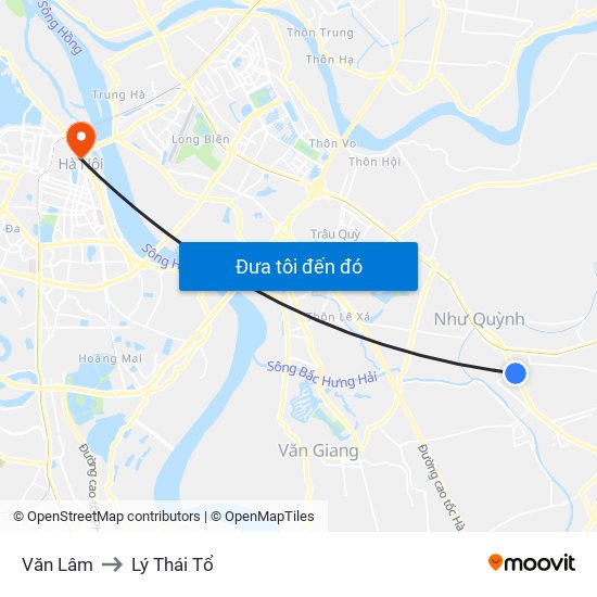 Văn Lâm to Lý Thái Tổ map