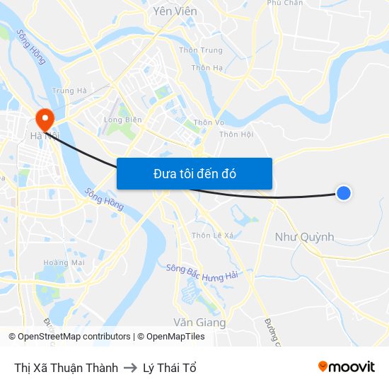 Thị Xã Thuận Thành to Lý Thái Tổ map