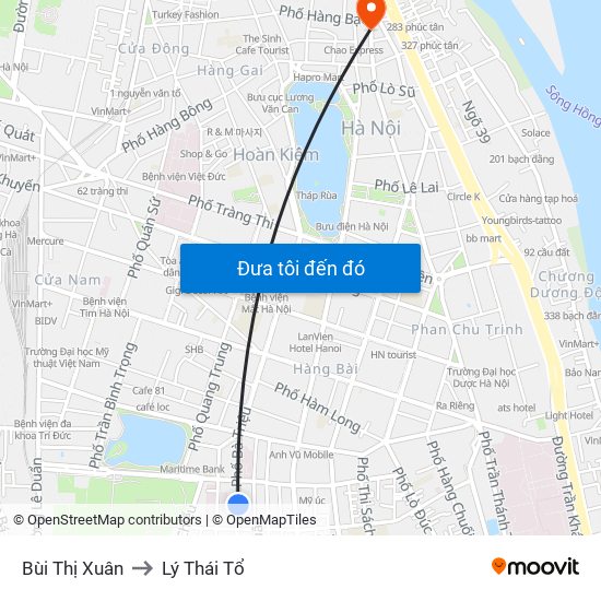Bùi Thị Xuân to Lý Thái Tổ map