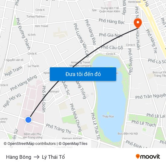 Hàng Bông to Lý Thái Tổ map