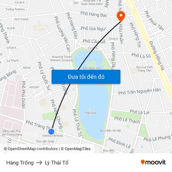 Hàng Trống to Lý Thái Tổ map