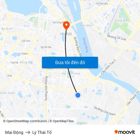 Mai Động to Lý Thái Tổ map