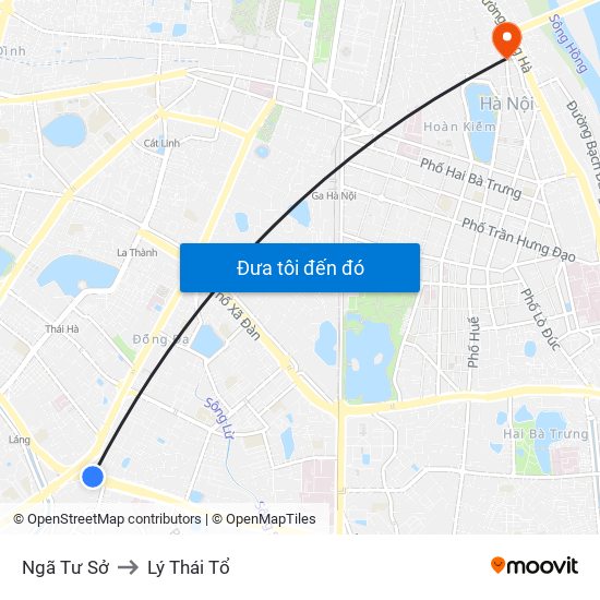 Ngã Tư Sở to Lý Thái Tổ map