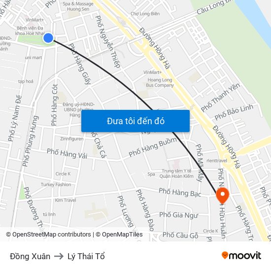 Đồng Xuân to Lý Thái Tổ map