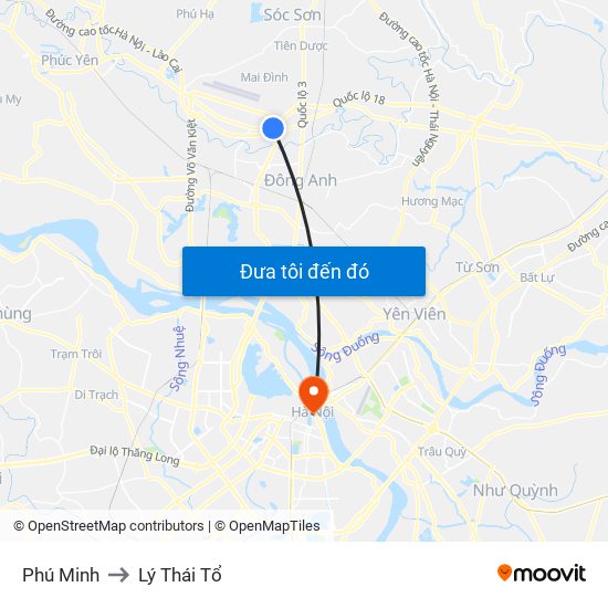 Phú Minh to Lý Thái Tổ map