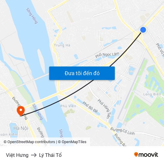 Việt Hưng to Lý Thái Tổ map