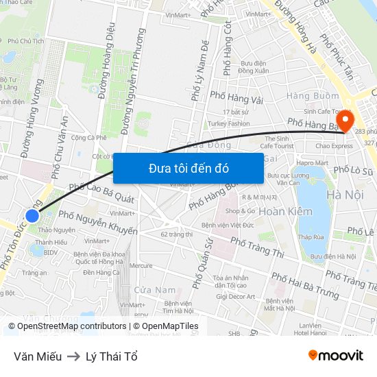 Văn Miếu to Lý Thái Tổ map