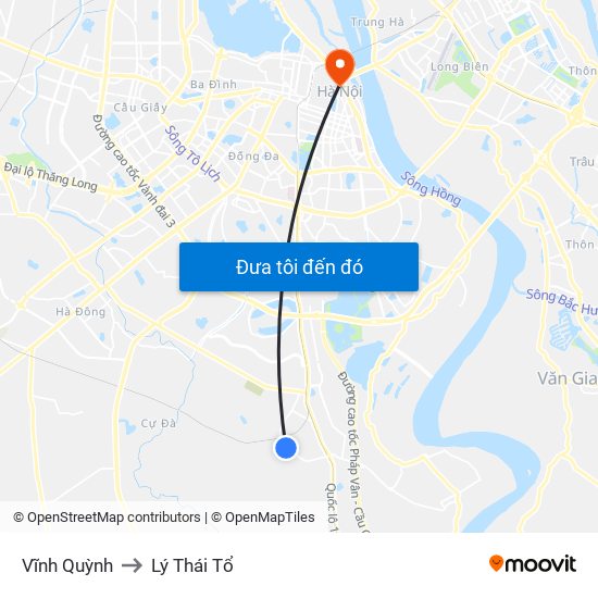 Vĩnh Quỳnh to Lý Thái Tổ map