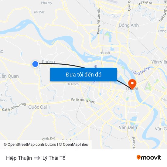 Hiệp Thuận to Lý Thái Tổ map