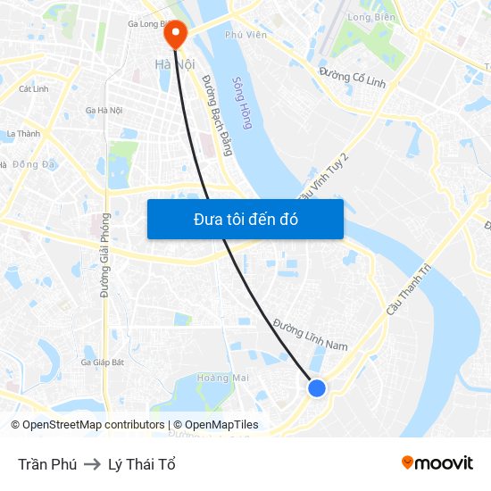 Trần Phú to Lý Thái Tổ map