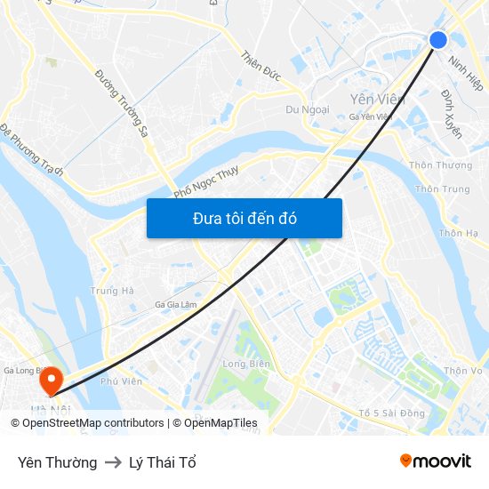 Yên Thường to Lý Thái Tổ map