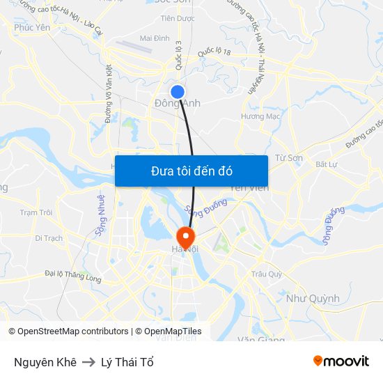 Nguyên Khê to Lý Thái Tổ map