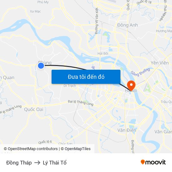 Đồng Tháp to Lý Thái Tổ map