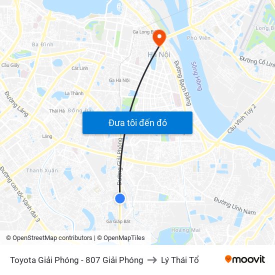 Toyota Giải Phóng - 807 Giải Phóng to Lý Thái Tổ map