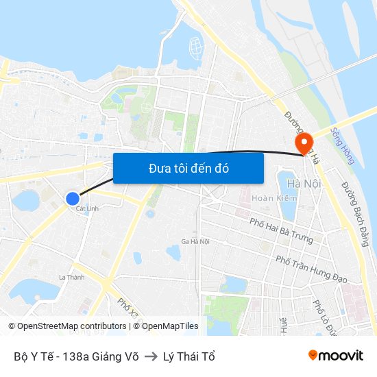 Bộ Y Tế - 138a Giảng Võ to Lý Thái Tổ map