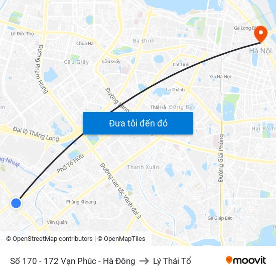 Số 170 - 172 Vạn Phúc - Hà Đông to Lý Thái Tổ map