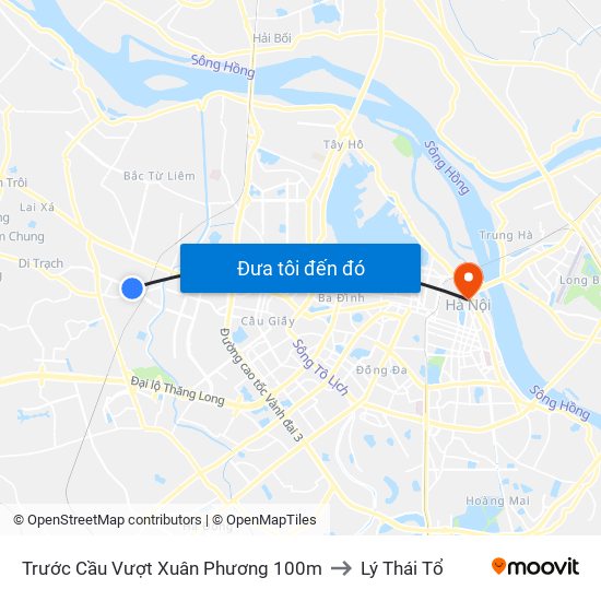 Trước Cầu Vượt Xuân Phương 100m to Lý Thái Tổ map