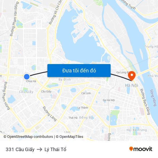 331 Cầu Giấy to Lý Thái Tổ map