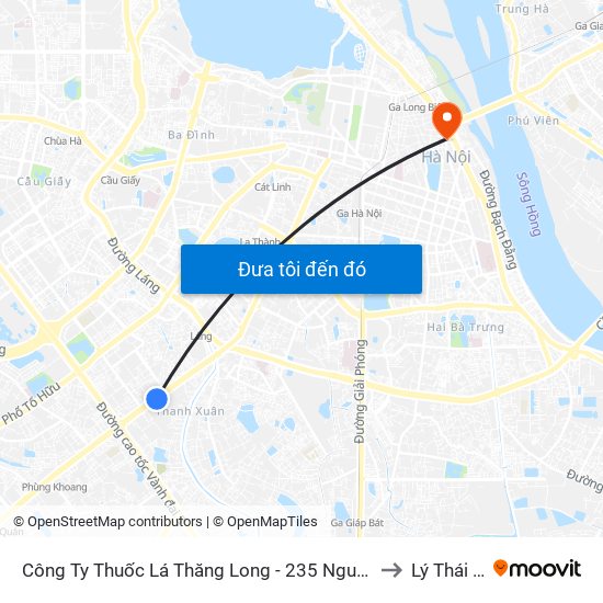 Công Ty Thuốc Lá Thăng Long - 235 Nguyễn Trãi to Lý Thái Tổ map