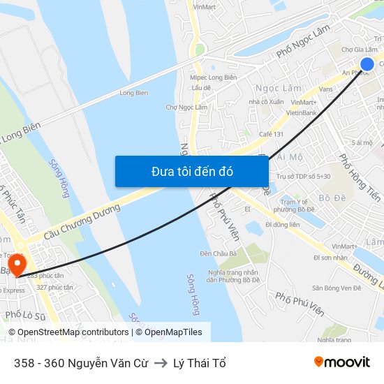 358 - 360 Nguyễn Văn Cừ to Lý Thái Tổ map