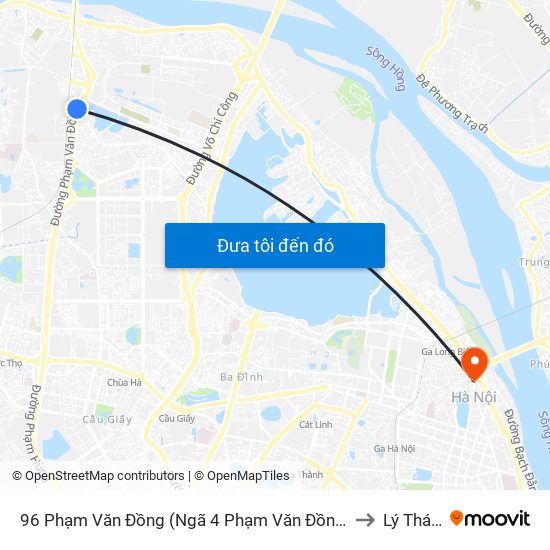 96 Phạm Văn Đồng (Ngã 4 Phạm Văn Đồng - Xuân Đỉnh) to Lý Thái Tổ map