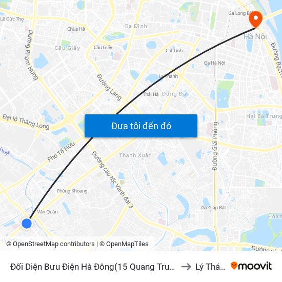 Đối Diện Bưu Điện Hà Đông(15 Quang Trung Hà Đông) to Lý Thái Tổ map